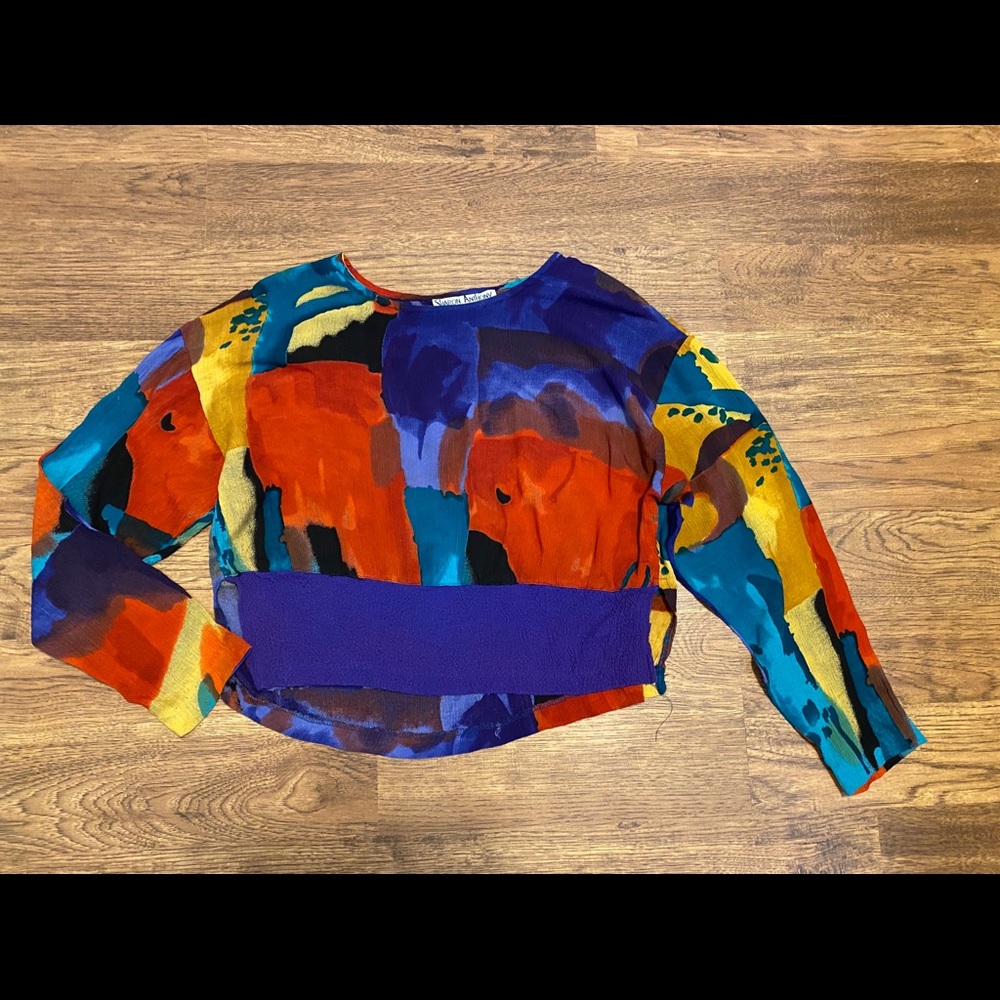 Sharon Anthony Multicolored Peplum Blouse Small